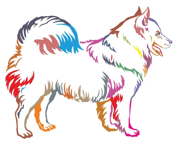 Retrato de pé decorativo colorido de cão Samoyed vector illu — Vetor de Stock