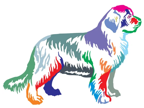 Colorido retrato decorativo de pie de perro de Terranova — Vector de stock