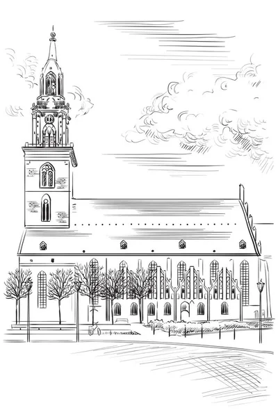 Church of St. Mary in Berlin — Stock Vector