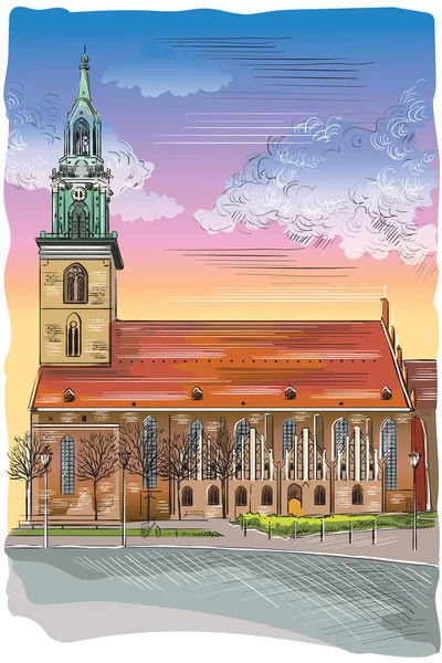 Iglesia colorida de Santa María en Berlín — Vector de stock