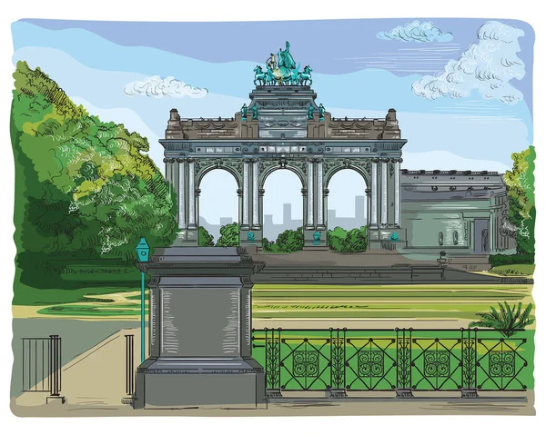 Arco triunfal colorido no parque do cinquentenário — Vetor de Stock