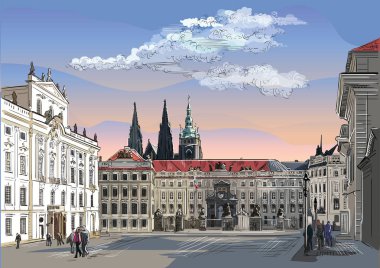 Colorful vector hand drawing Prague 1 clipart