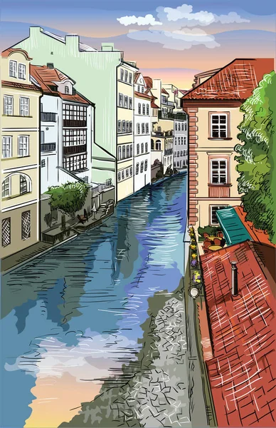 Dibujo a mano vector colorido Praga 2 — Archivo Imágenes Vectoriales