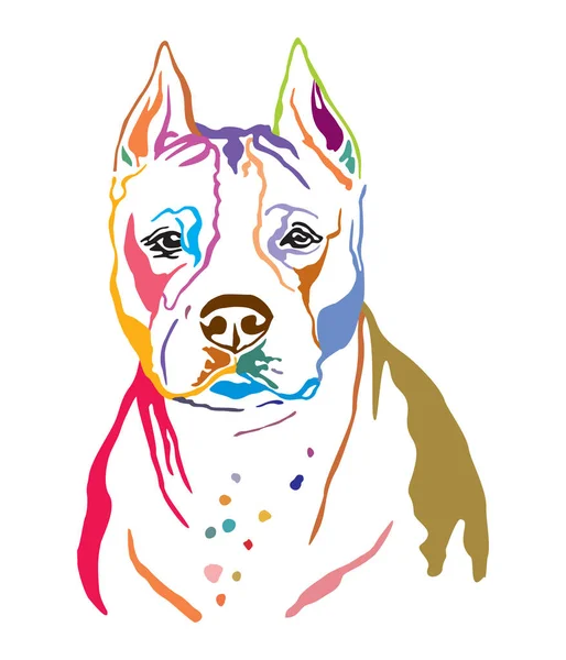 Colorful decorative portrait of American Staffordshire Terrier 2 — Stock Vector