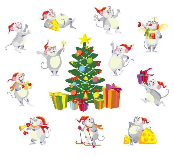 Christmas mousy set — Stock Vector