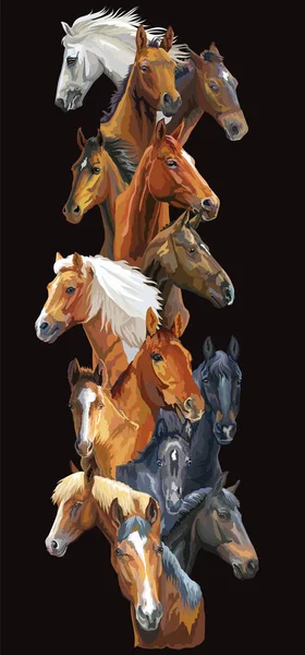Bandiera verticale dei cavalli — Vettoriale Stock
