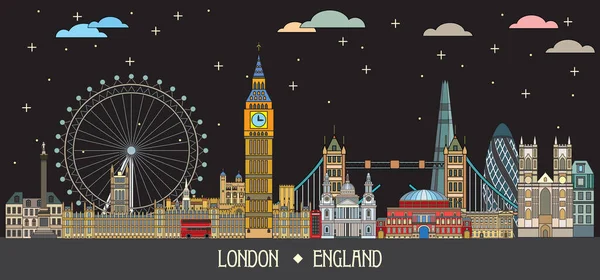 Londres coloré ligne art 7 — Image vectorielle