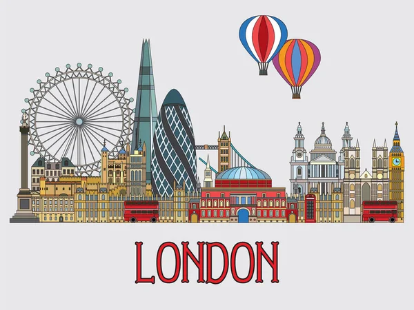 London colorful line art 2 — Stock Vector