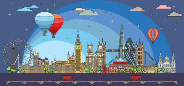 Londres arte linha colorida 8 — Vetor de Stock