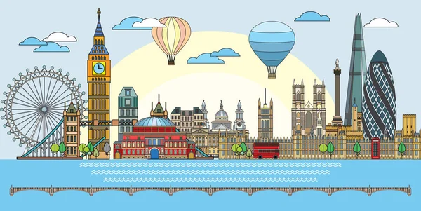 Londres colorido arte de línea 9 — Vector de stock