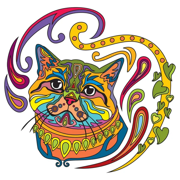 Colorful ornamental cat 7 — 图库矢量图片