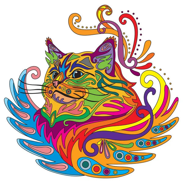 Colorful ornamental cat 5 — Stok Vektör