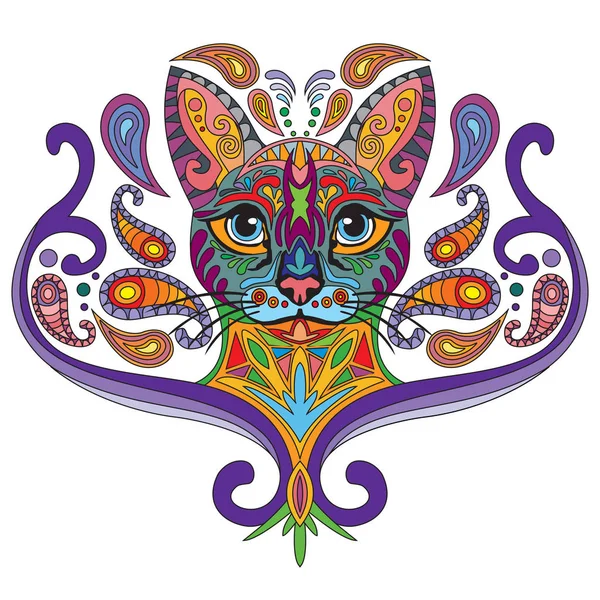Colorful ornamental cat 2 — Stok Vektör