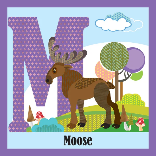 Cartes Éclair Vectorielles Dessin Animé Alphabet Animal Lettre Illustration Colorée — Image vectorielle