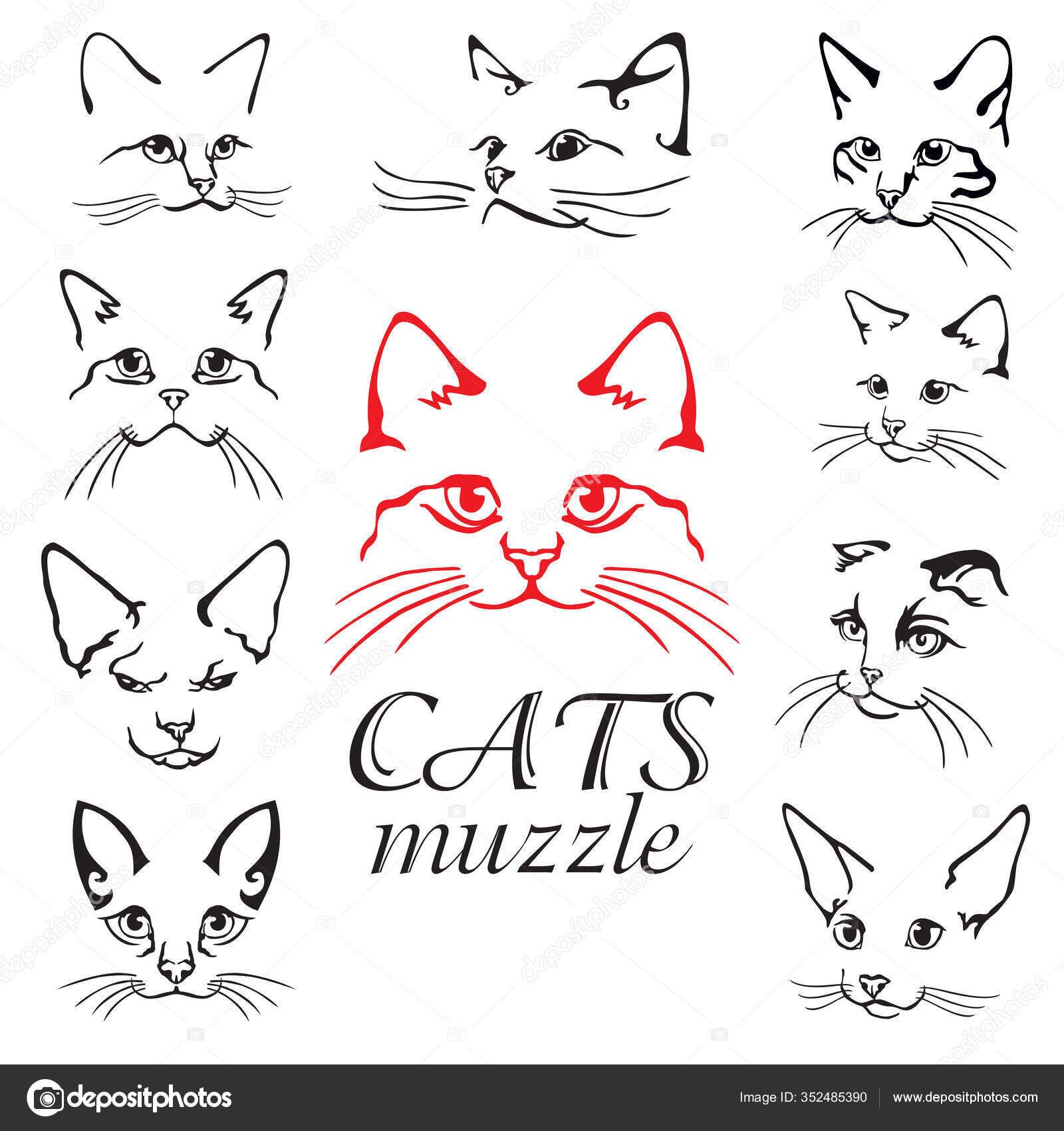 abstract cat vector icon illustration design template