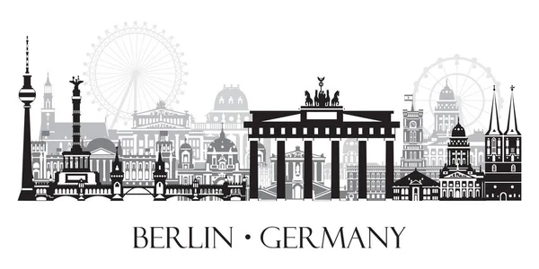 베를린의 경관의 단색으로 예입니다 베를린 베를린의 지형도를 파노라마같은 — 스톡 벡터