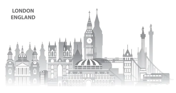 Illustration Panoramique Londres Avec Les Principaux Monuments Architecturaux Concept Voyage — Image vectorielle