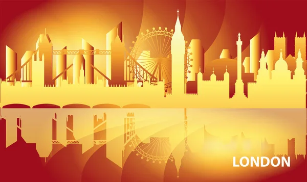 Colorful London skyline travel illustration with reflection. Worldwide traveling concept. London city landmarks,  gradient english tourism and journey vector background.