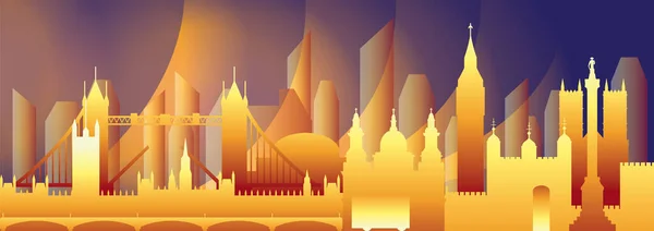 Gradiente Colorido Londres Skyline Viagem Ilustração Conceito Viagem Mundial Monumentos — Vetor de Stock