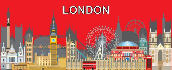 Bunte Illustration Der Skyline Von London Weltreisendes Konzept Design Mit — Stockvektor