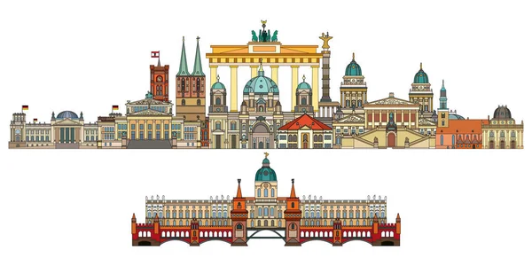 Πολύχρωμο Διάνυσμα Ορίζοντα Του Βερολίνου Γερμανία Στυλ Γραμμή Τέχνης Επίπεδη — Διανυσματικό Αρχείο