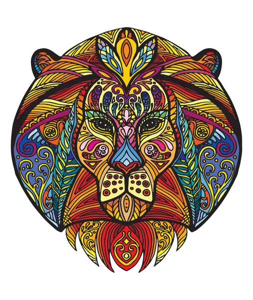 Векторные Декоративные Каракули Декоративная Голова Льва Абстрактная Векторная Красочная Иллюстрация — стоковый вектор