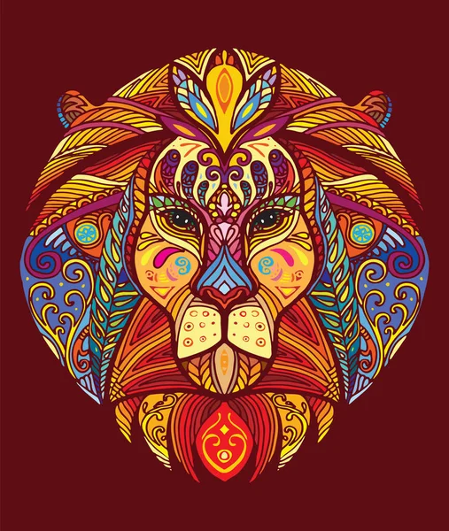Векторные Декоративные Каракули Декоративная Голова Льва Абстрактная Векторная Красочная Иллюстрация — стоковый вектор