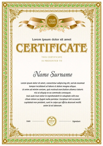 Sertifika boş şablon
