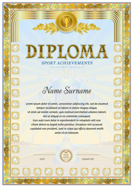 Spor diploma boş şablon