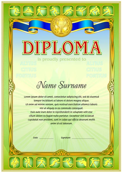 Spor diploma boş şablon