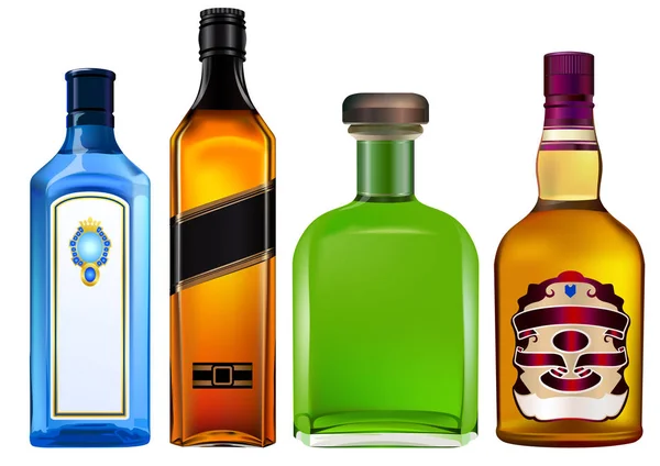 Conjunto de botellas de Alchohol — Vector de stock