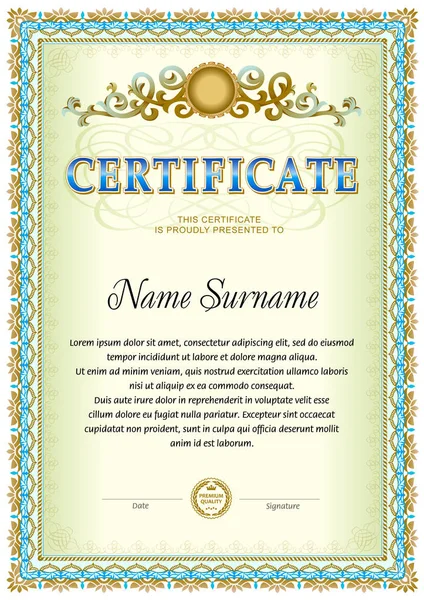 Sertifika boş şablon