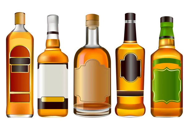 Conjunto de garrafas de álcool — Vetor de Stock