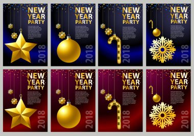 Yeni yıl kartı şablon koleksiyonu yeni yıl için Noel tatil. Yılbaşı aksesuarları bileşiminde vardır.