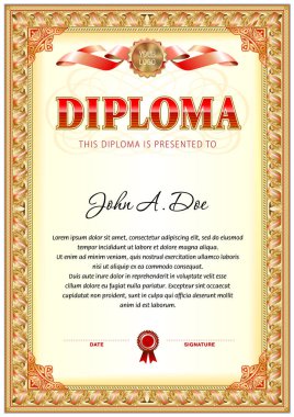 Diploma boş şablon. Bu ödülü Resmi evrak için baskı tasarımı olarak kullanmak olabilir