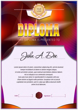 Diploma boş şablon. Tasarım Ödülü veya diğer resmi belgeleri kullanmak olabilir