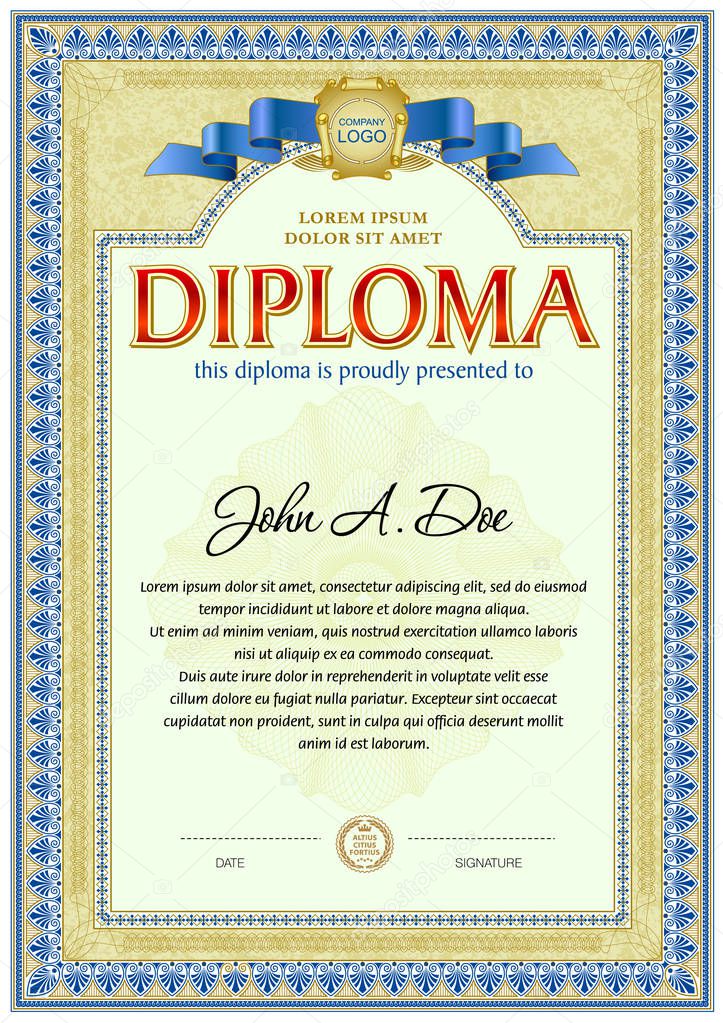 Diploma blank template. Design can be use for award or other official papers
