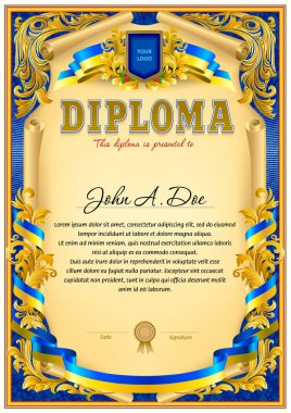 Diploma boş şablon. Tasarım Ödülü veya diğer resmi belgeleri kullanmak olabilir