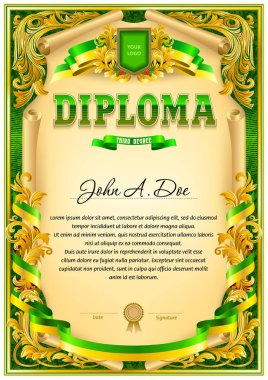 Diploma boş şablon. Tasarım Ödülü veya diğer resmi belgeleri kullanmak olabilir