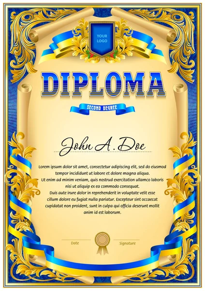 Diploma boş şablon. Tasarım Ödülü veya diğer resmi belgeleri kullanmak olabilir