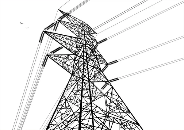 Power Line Konstruktion Svart Och Vit Linje Konst — Stock vektor