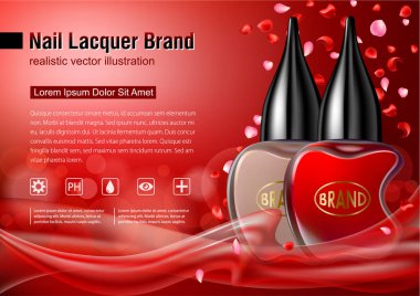 Cila reklam kadar sahte çivi. Kırmızı renk tasarım düşen yaprakları ve bokeh etkisi ile.