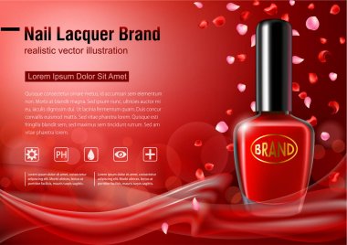 Cila reklam kadar sahte çivi. Kırmızı renk tasarım düşen yaprakları ve bokeh etkisi ile.