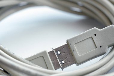 Bilgisayar kablo bağlantısı makro görünümü.