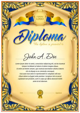 Diploma boş şablon. Zor vintage çerçeve kenarlığı. Tasarım Ödülü veya diğer resmi belgeleri kullanmak olabilir.