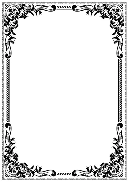 Delicado Diseño Borde Marco Blanco Negro Para Tarjetas Felicitación Otros — Vector de stock