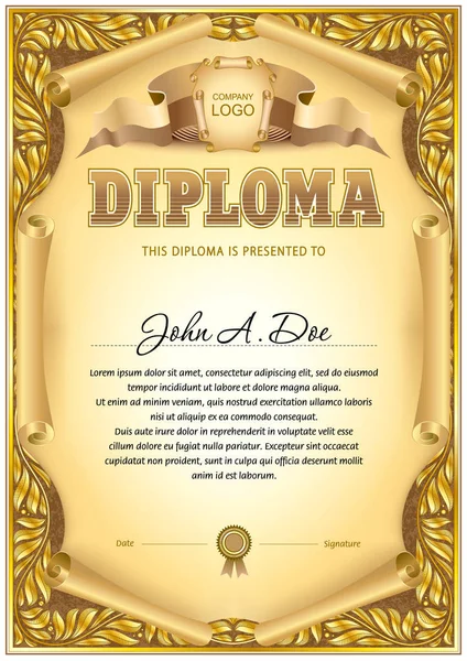 Diploma boş şablon. Zor vintage çerçeve kenarlığını tek renkli gama. Tasarım Ödülü veya diğer resmi belgeleri kullanmak olabilir.