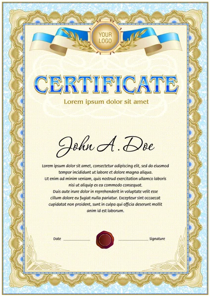 Sertifika boş şablon. Yumuşak renk Tanca'da çerçeve kenarlığı. Tasarım Ödülü veya diğer resmi belgeleri kullanmak olabilir.