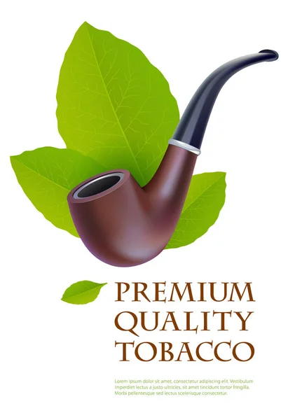 Modelo Impressão Publicitária Para Produtos Tabaco Premium Fumar Cachimbo Folhas —  Vetores de Stock