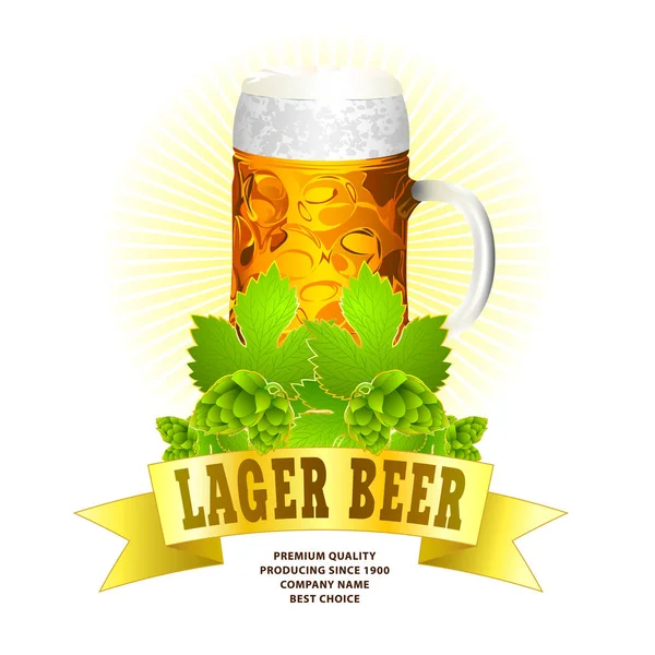 Traditionelles Bierfest Bunte Logo Idee Getränkelemente Wie Becher Band Hopfenblätter — Stockvektor